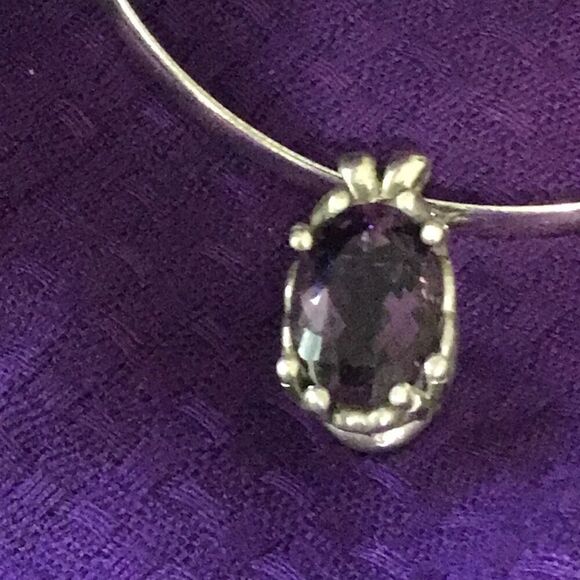 Necklace, Large Amethyst Pendant, New with Tags, Sterling Silver, Handmade, Arti - Picture 2 of 8